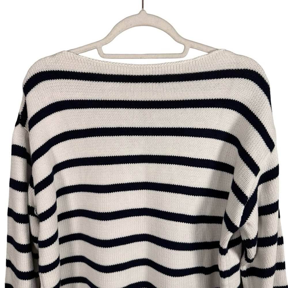 Demylee Striped Oversized Sweater with Floral Sequin Design Size S Parisian - Picture 12 of 13